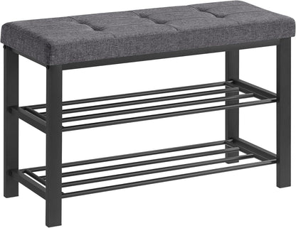 SONGMICS Shoe Bench - Modern Storage Solution with Cushion | Space-Saving Entryway Seat in Dark Gray and Ink Black