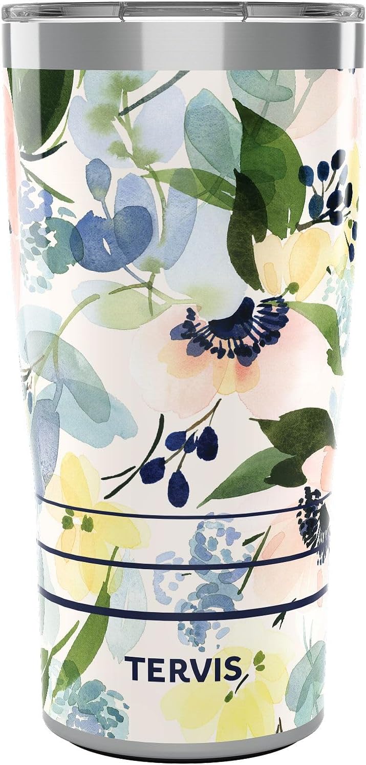 Tervis Traveler Yao Cheng - Floral Anemones Triple Insulated Tumbler | 20oz Stainless Steel Travel Cup Keeps Drinks Hot & Cold