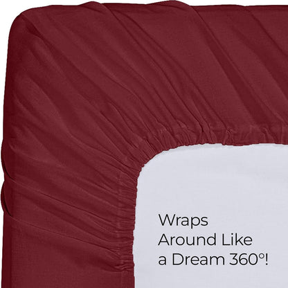 Utopia Bedding Fitted Sheet - Deep Pocket Soft Microfiber - Shrinkage & Fade Resistant | Red Burgundy