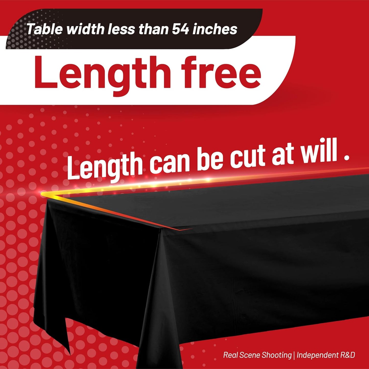 Regine Switzerland Plastic Tablecloth Roll - 310 Ft x 54 In Waterproof Black Disposable Cover for Events
