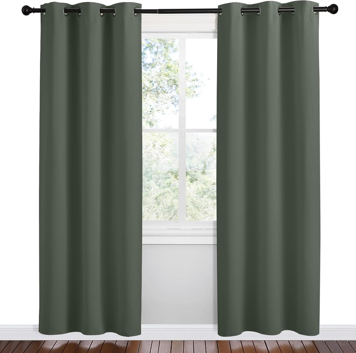 NICETOWN Blackout Curtain Panels - Dark Mallard, Thermal Insulated Grommet Drapes | 42x78 Inches for Dining Room