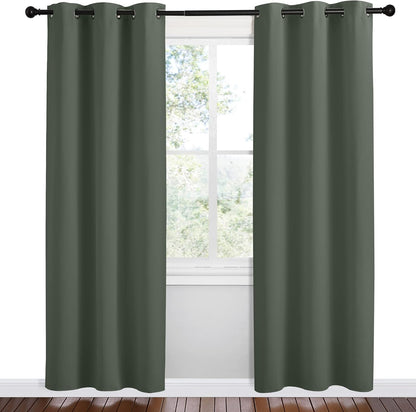 NICETOWN Blackout Curtain Panels - Dark Mallard, Thermal Insulated Grommet Drapes | 42x78 Inches for Dining Room