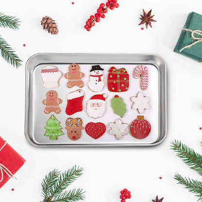 TeamFar Stainless Steel Toaster Oven Pan | Heavy Duty, Deep Edge, Dishwasher Safe - 8''x10.5''x1''