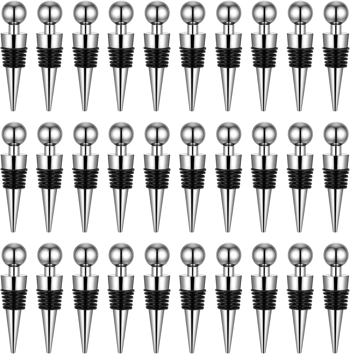 Wine Stoppers for Wine Bottles 30 Pcs Wine Bottle Stopper with Silicone Vacuum Wine Bottles Corks Reusable Wine Stopper for Bar, Holiday Party Suitable for Standard Bottle