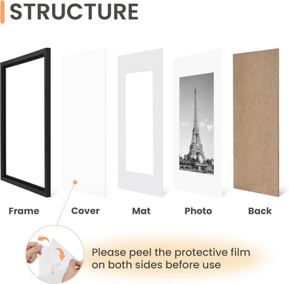Upsimples 8.5x11 Picture Frame Set of 5 - Versatile Black Frames for 6x8 or 8.5x11 Photos