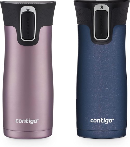 Contigo West Loop Travel Mug - Stainless Steel, Vacuum-Insulated, Spill-Proof Lid | 16 Ounces, 2-Pack