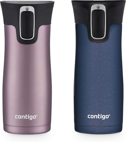 Contigo West Loop Travel Mug - Stainless Steel, Vacuum-Insulated, Spill-Proof Lid | 16 Ounces, 2-Pack