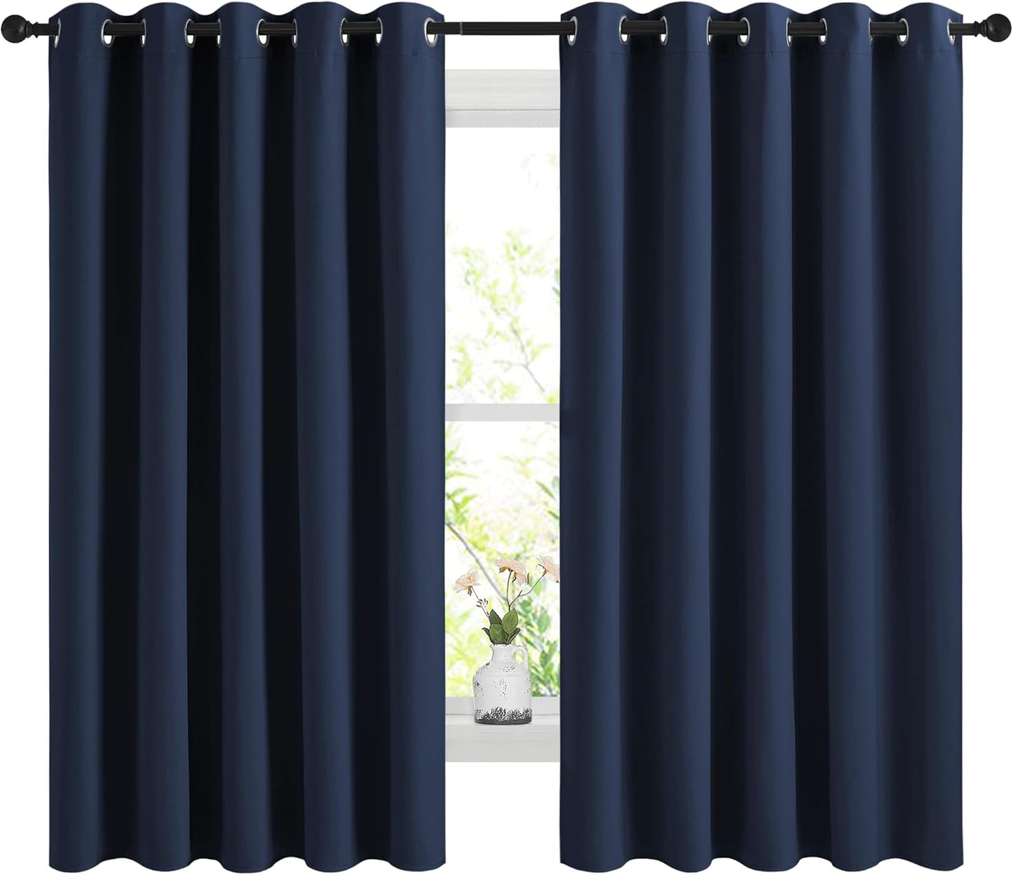 NICETOWN Blackout Curtains - Noise Reducing Thermal Insulated Drapes, Navy, 66 x 60 Inch, 2 Panels