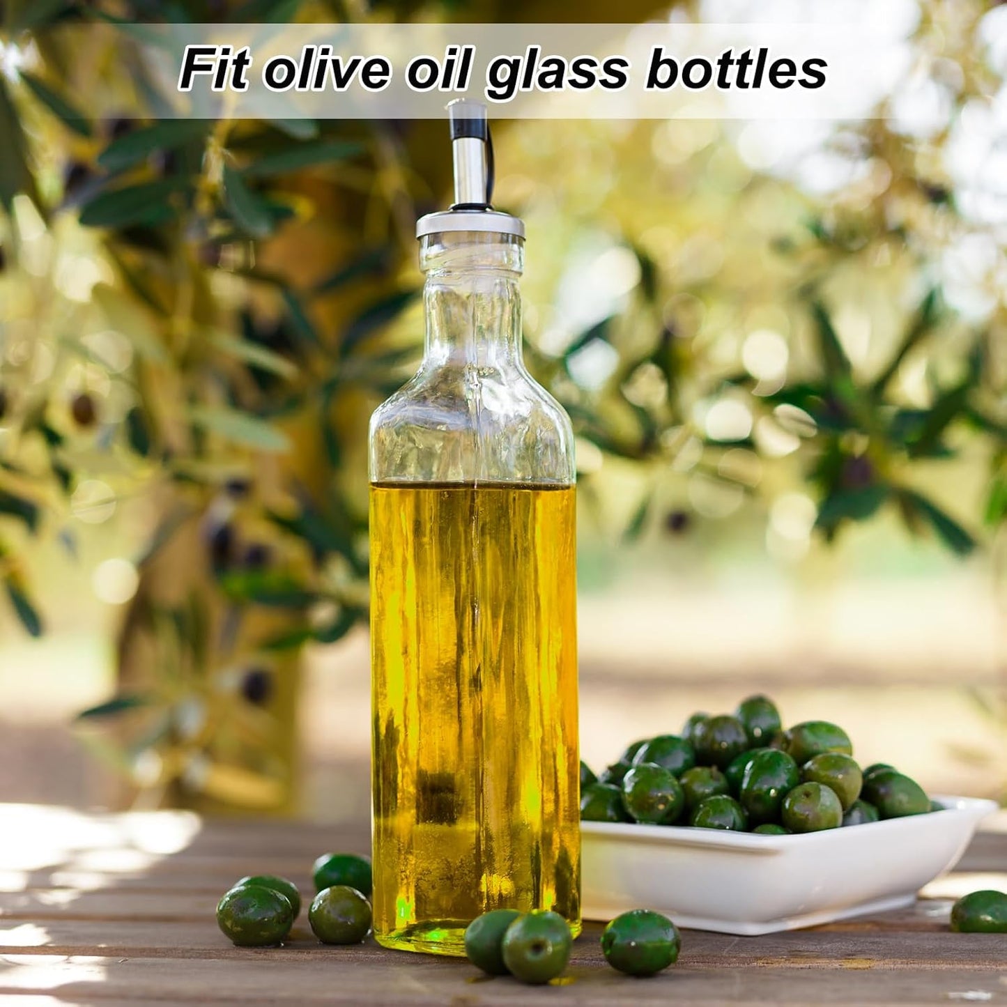 uxcell Stainless Steel Bottle Pourers, 2Pcs Olive Oil Spout with Rubber Dust Caps, Wine Pourers Liquor Pour Spouts for Wine Liquor Coffee Vinegar Bottles (White)