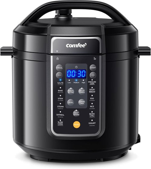 COMFEE’ 12-in-1 Electric Pressure Cooker - Versatile Non-Stick Pot & Yogurt Maker | 6 Quart Black