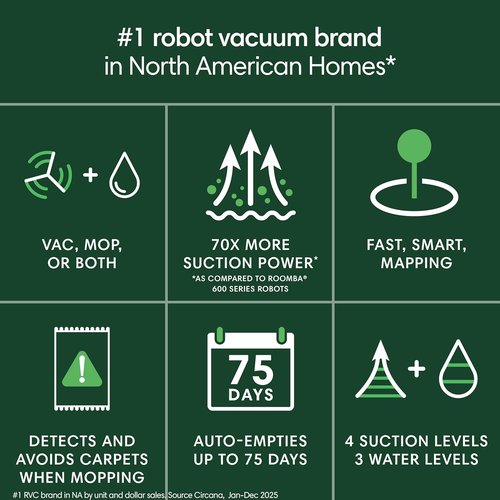 iRobot Roomba 104 Vacuum & Mop Robot - Self-Emptying for 75 Days, Powerful Suction, Ideal for Pet Hair