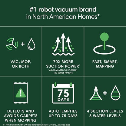 iRobot Roomba 104 Vacuum & Mop Robot - Self-Emptying for 75 Days, Powerful Suction, Ideal for Pet Hair
