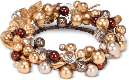 Abbott Collection Beaded Candle Ring - Elegant Gold Design | 6.5" Diameter