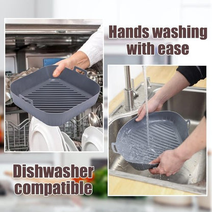 Golden Associate Silicone Liners - Non-Stick Reusable Air Fryer Basket | 2 Pcs, 9" Top Size, 8" Bottom Size