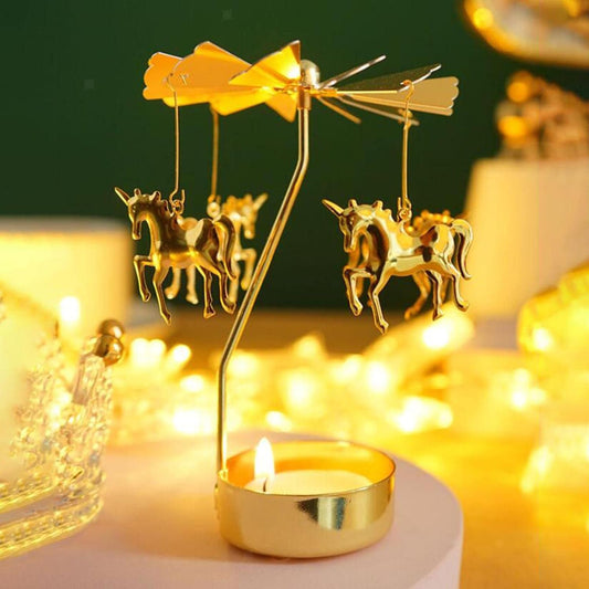 Skiennix Spinning Candle Holder - Unique Rotating Carousel Design | Perfect Birthday Gift for Women, Moms, & Friends (Unicorn)