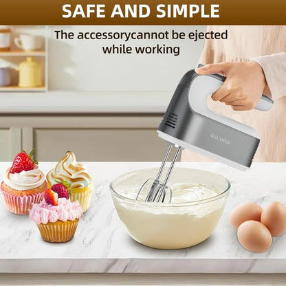 GELANGS 400W Hand Mixer - Turbo Boost, 5-Speed Control, Copper Motor | 3 Dishwasher-Safe Attachments