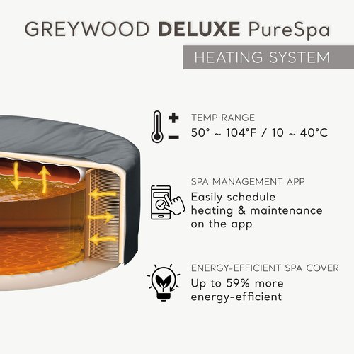 INTEX 28439EP PureSpa Greywood Deluxe Inflatable Spa Set: Includes Energy Efficient Cover – Spa Control App – Wireless Control Panel – 4 Person Capacity – 77" x 28"