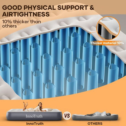 InnoTruth Queen Air Mattress with Built-in Pump, 13" Raised Comfort, Durable Inflatable Bed for Home & Guests, Easy Setup, Ideal for Travel & Camping, Dark Gray