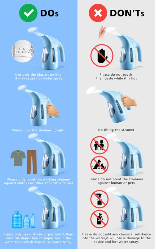 HiLIFE Steamer for Clothes, Portable Handheld Design, 240ml Big Capacity, 700W, Strong Penetrating Steam, Removes Wrinkle, for Home, Office(ONLY FOR 120V) (Blue)