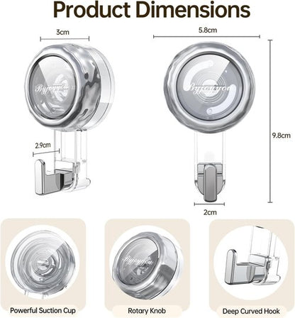 Heavy Duty Suction Cup Hooks by [Brand Name] - Strong Waterproof Hangers for Wreaths, Showers & Glass Doors