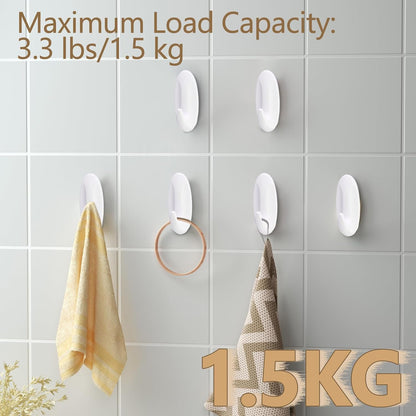 Medium Utility Hooks - 6 Pack, Damage-Free Self-Adhesive Heavy-Duty Hooks for Easy Wall Hanging
