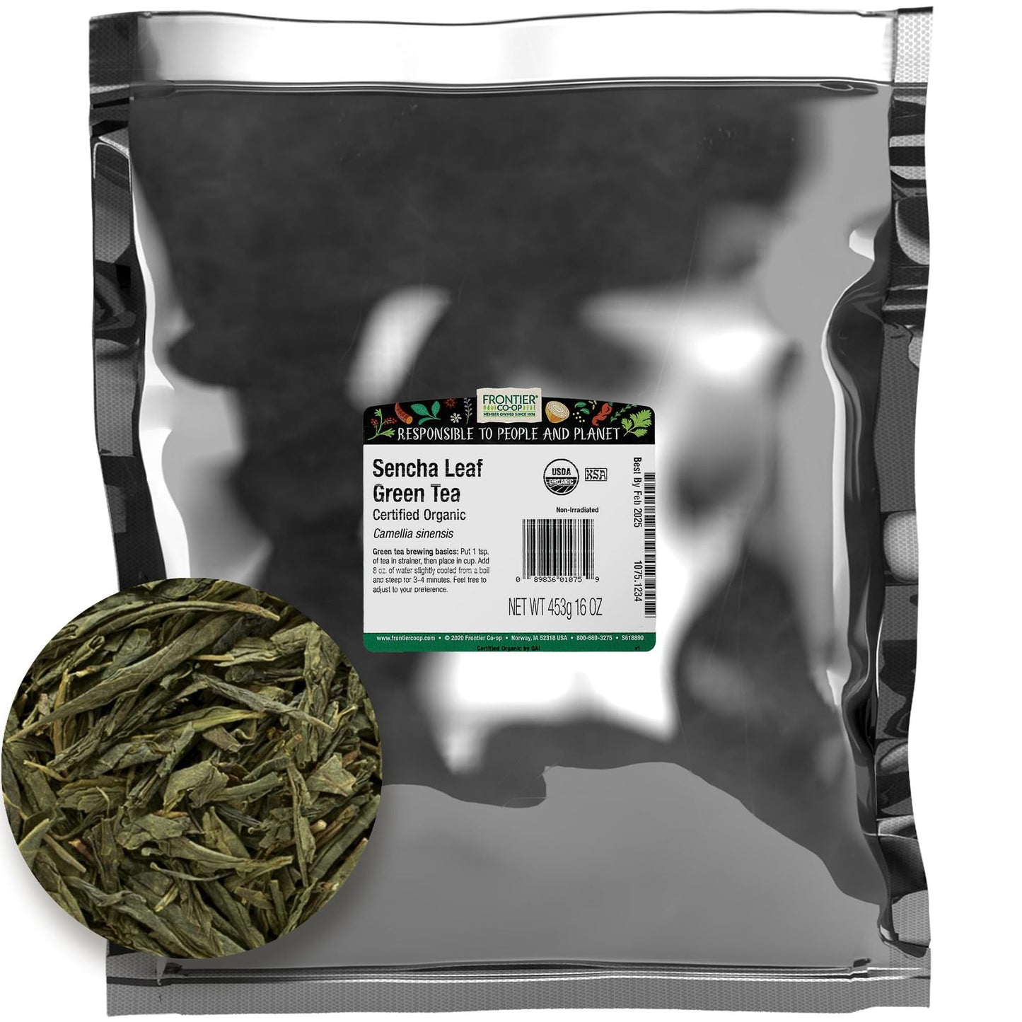 Frontier Herb Green Sencha Leaf Tea, 1 Pound