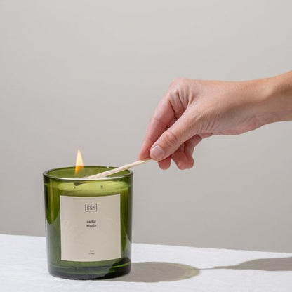 Craft & Kin 12oz Santal Woods Candle for Home | Premium Green Spring Scented Candles for Men | Made with Natural Soy | Gifts for Men and Women | Nature Collection