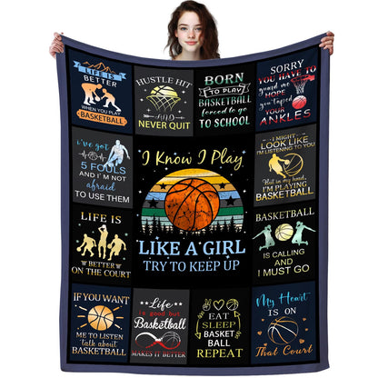 Norkobay Basketball Blanket Basketball Gifts for Boys Girls Teens,Cool Basketball Stuff Accessories,Best Basketball Coach Team Gifts for Basketball Lover Basketball Players 60"x50"