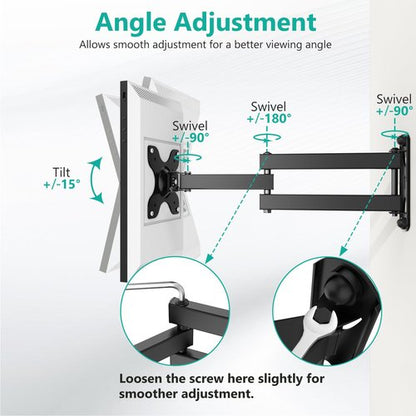 WALI Mount for Show 21, Show 15, Adjustable Wall Mounting Bracket with Heavy Duty 15” Extension Arm, Rotate Tilt Swivel for Show 21, Show 15, Holds up to 33lbs, Black