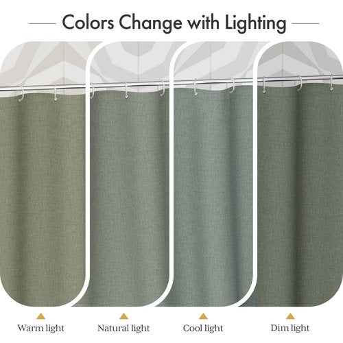 AmazerBath Boho Shower Curtains for Bathroom, Farmhouse Shower Curtain with Tassels, Sage Green Shower Curtain Set, Faux Linen Fabric Shower Curtain with 12 Hooks, Hotel Quality, 72x72 Inches