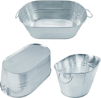2 PCS 15.3 x 9 x 6 inches Silver Metal Galvanized Tub with Handles, 3 Gallon Galvanized Beverage Tubs for Parties, Large Metal Drink Ice Buckets for Beer, Wine, Cocktails & Outdoor Events