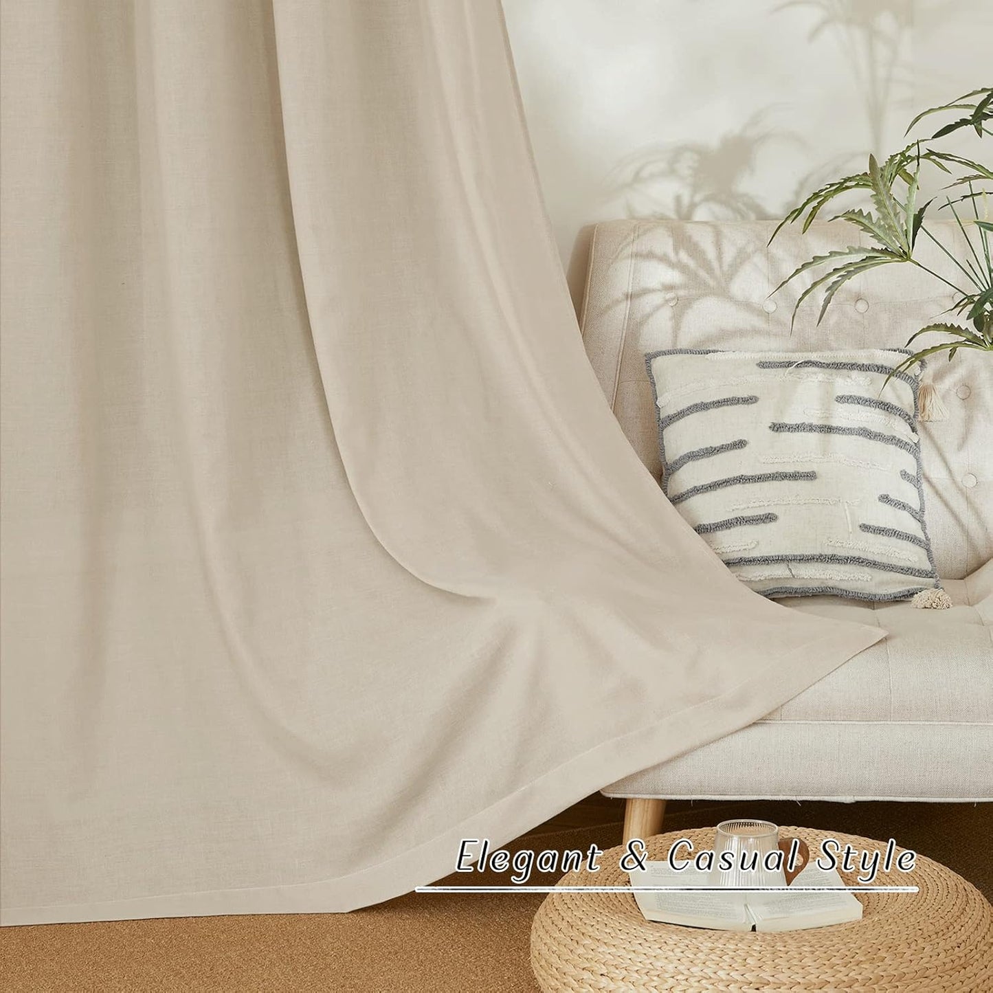 NICETOWN Angora Linen Kitchen Window Curtains - Light Filtering Grommet Short Treatments, W34 x L36, 2 Panels