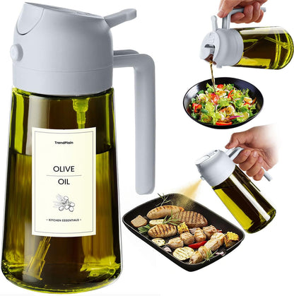 TrendPlain - Olive Oil Dispenser Bottle | 16oz Kitchen Gadget & Air Fryer Accessory - Ash Color