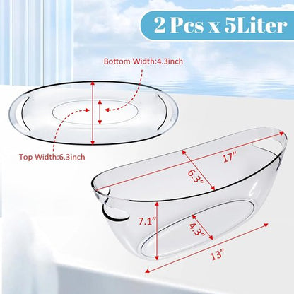 Ice Buckets for Parties, Ice Bucket 2 Pcs Acrylic Champagne Beverage with 2 Ice Bucket Scoop for Champagne Beer Sparkling Wine Cocktails 5L (Clear)