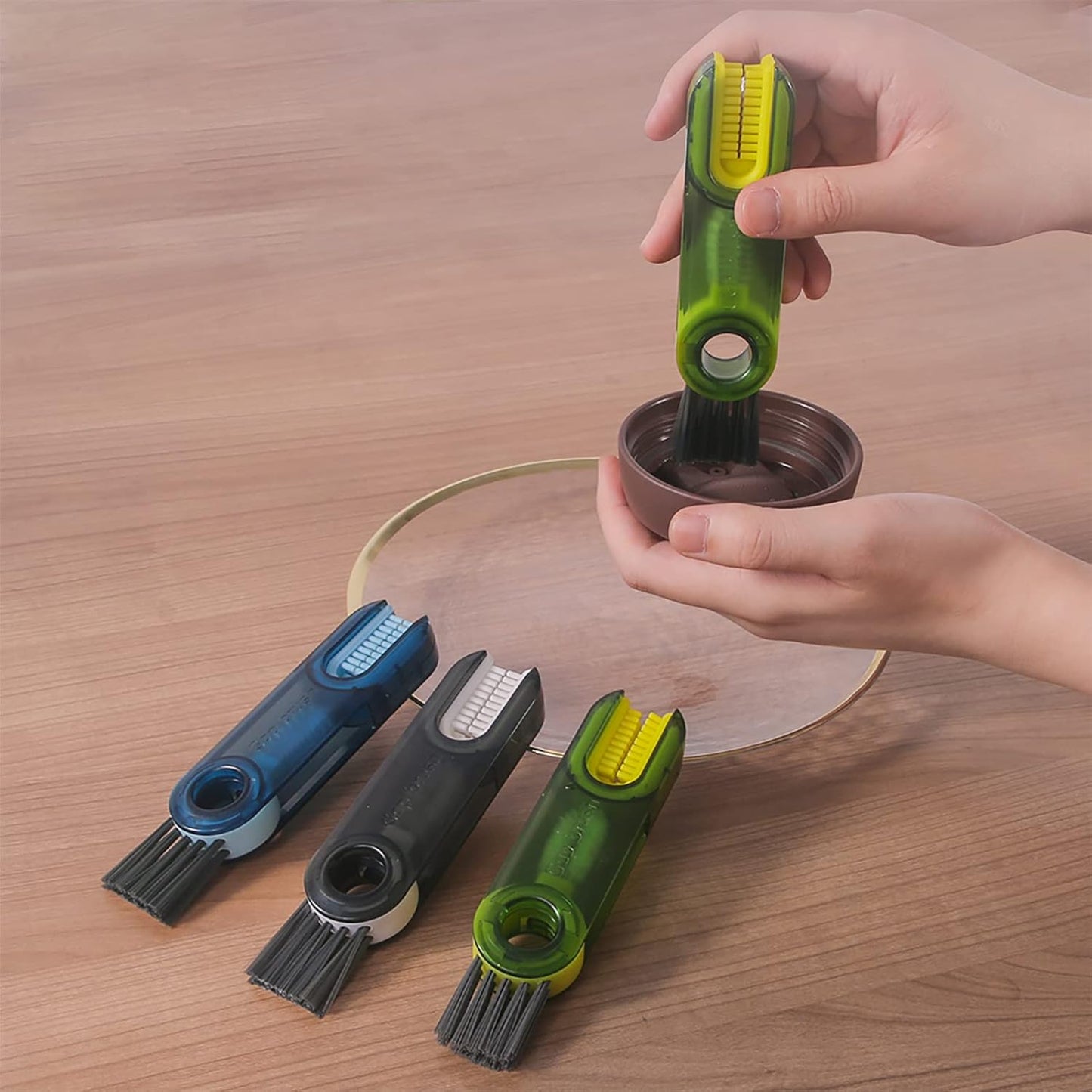 Skiennix 3-in-1 Cup Lid Gap Cleaning Brush Set - Multifunctional Silicone Kitchen Tools
