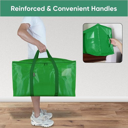 BALEINE Oversized Moving Bags - Heavy-Duty Storage Totes with Reinforced Handles | Light Green, 2-Pack