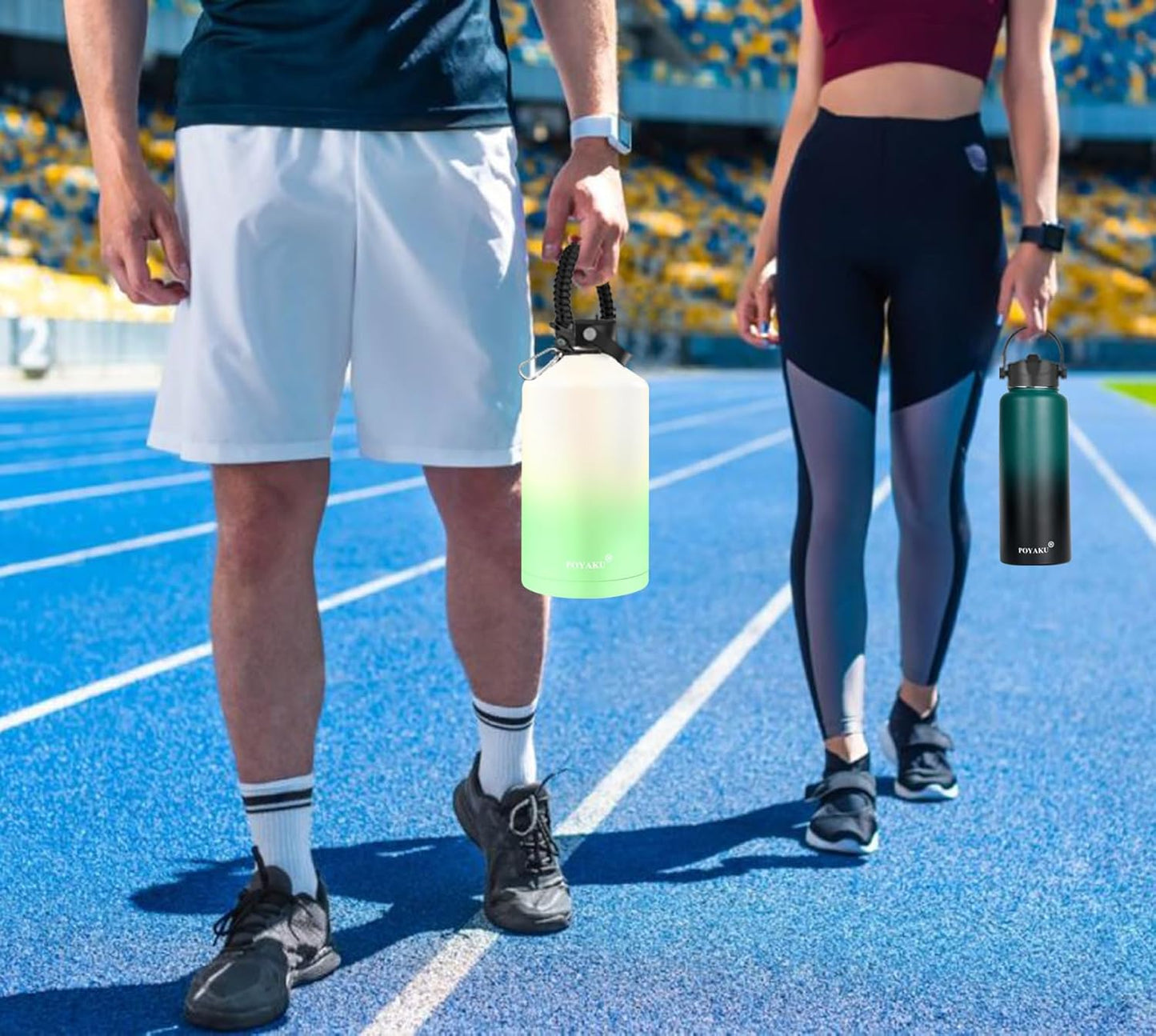 Skiennix Insulated Water Bottle - Leak Proof Stainless Steel with Straw & Spout Lids | 32oz to 128oz Sizes