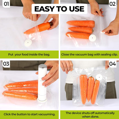 Skiennix Handheld Vacuum Sealer - Compact Food Saver Pump with 20 BPA-Free Bags | Type-C Rechargeable for Sous Vide & Meal Prep
