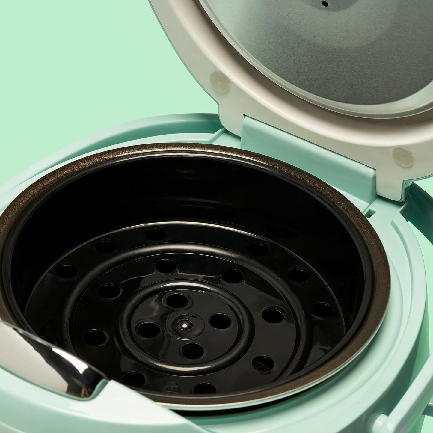 Reishunger Digital Mini Rice Cooker & Steamer, Mint with Keep-Warm Function & Timer - 3.5 Cups - Small Rice Cooker Japanese Style with Ceramic Inner Pot - 8 Programs - 1-3 People