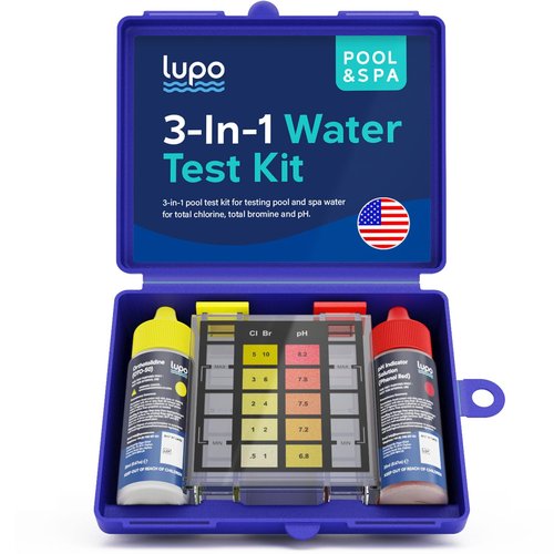 Lupo 3-in-1 Pool Test Kit - Accurate Testing for Total Chlorine, Bromine & pH | Ideal for Residential Pools & Spas