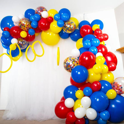 PartyWoo 100 Pcs 12-Inch Red, Yellow & Blue Latex Balloons - Perfect for Baby Showers & Birthday Celebrations
