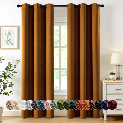 MIULEE Gold Brown Blackout Curtains for Bedroom Living Room 84 Inches Long 2 Panels, Thermal Insulated Room Darkening Drapes Solid Grommet Noise Reduction Light Blocking Window Treatments 40x84 inch
