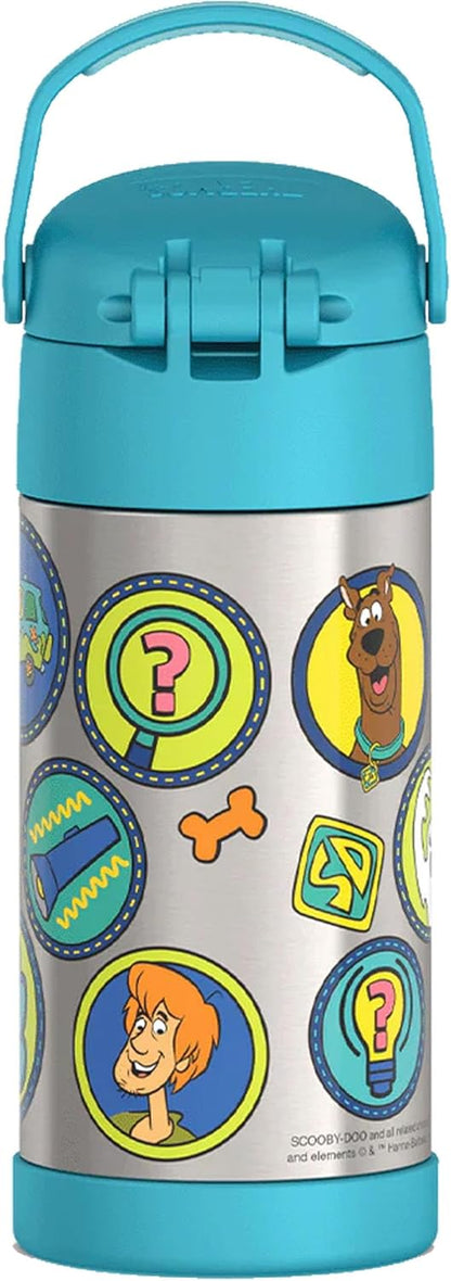THERMOS FUNTAINER Water Bottle - 12 Ounce Kids Stainless Steel Vacuum Insulated with Straw | Scooby-Doo Design