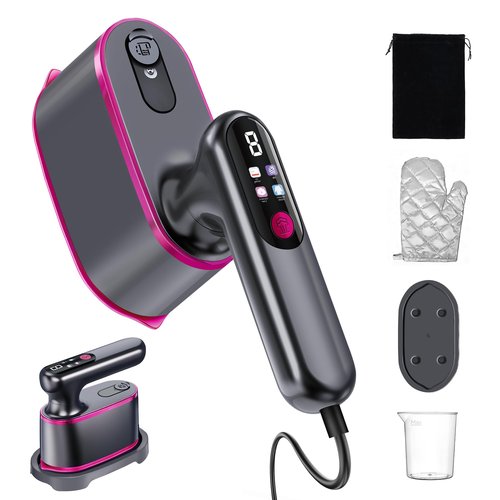 WISHBAY Portable Handheld Travel Steamer for Clothes, 2-in-1 Steamer & Iron 4 Modes LCD Display, Garment Steamer 1200W 15S Fast Heat-up 180ml Tank for 20Min Penetrating Steam Wrinkle Removal, 100-120V
