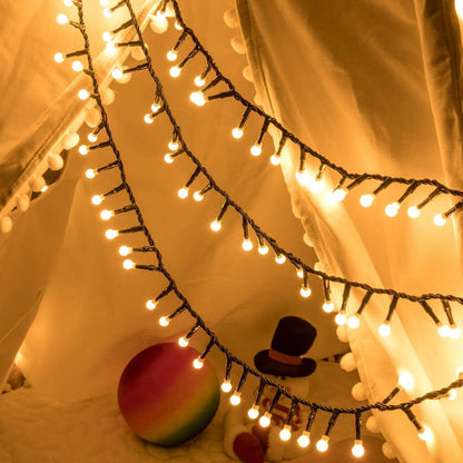 AWQ 500 LED Christmas Cluster Lights - 49ft String Lights with 8 Modes for Indoor/Outdoor Decor | Warm White