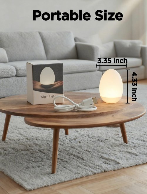 FNMYCO Egg Light for Nursery, 256 RGB Baby Night Light, Rechargeable Night Light for Kids, Portable Small Cordless Bedside Lamp for Girl/Boy/Toddler/Bedroom