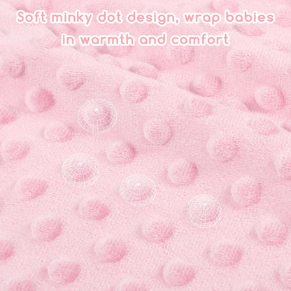Skiennix Baby Blanket - Double Layer Toddler Crib Blanket with Dotted Backing | Pink Checkered, 30x40 Inches