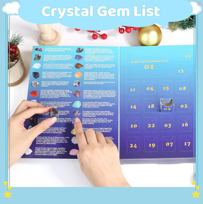 ZHIYUXI Crystal Advent Calendar 2025 - 24 Gemstone Rock Collection for Christmas Countdown