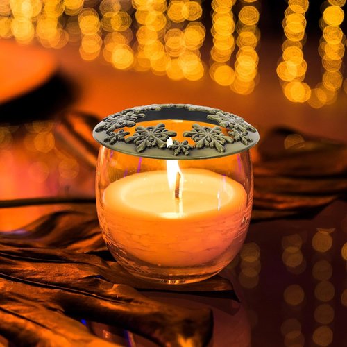 Healeved Christmas Candle Topper - Golden Metal Snowflake Aromatherapy Cover for Even Burning