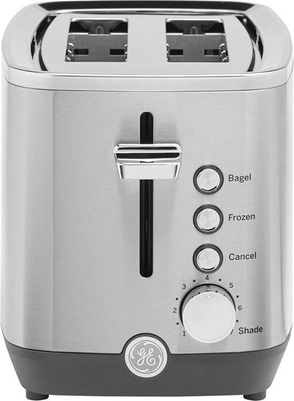 GE 2-Slice Stainless Steel Toaster - Extra Wide Slots for Bagels & Waffles | 7 Shade Settings, Removable Crumb Tray